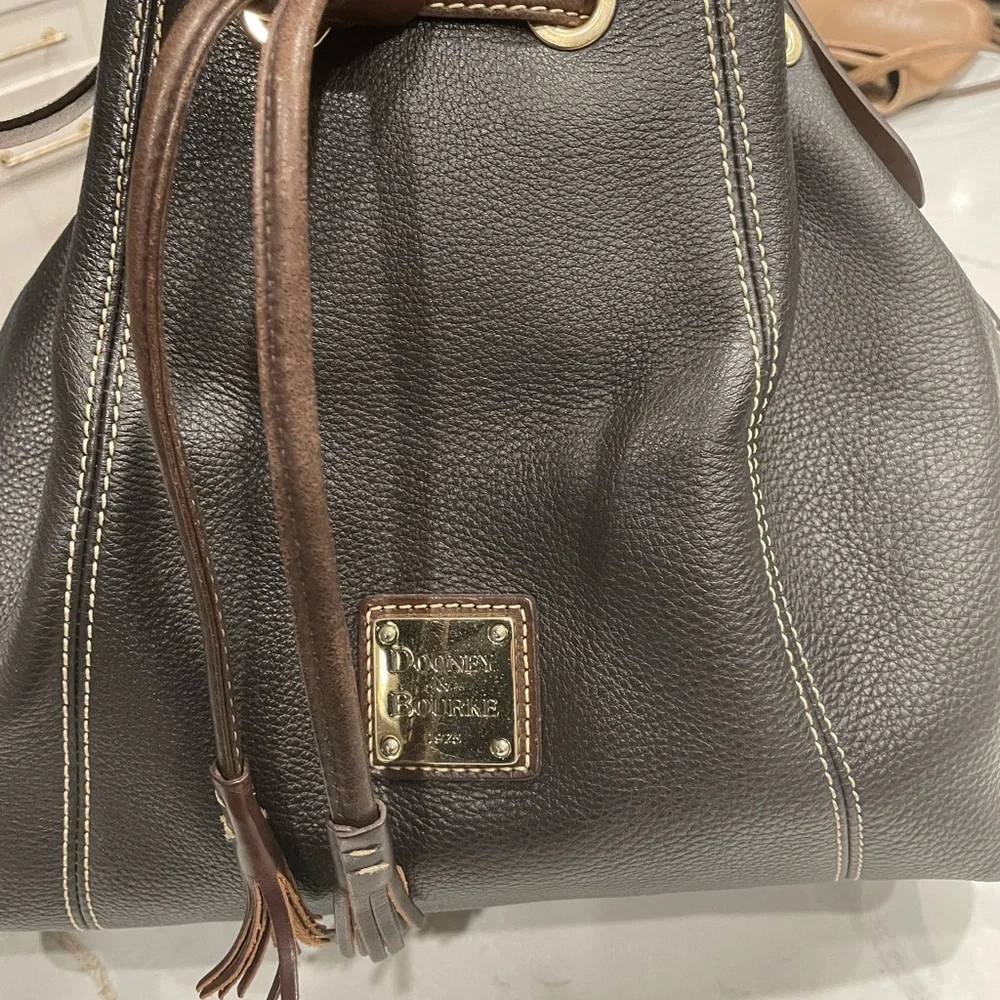 Vintage Dooney & Bourke Brown Leather Shoulder Bag - Picture 1 of 7